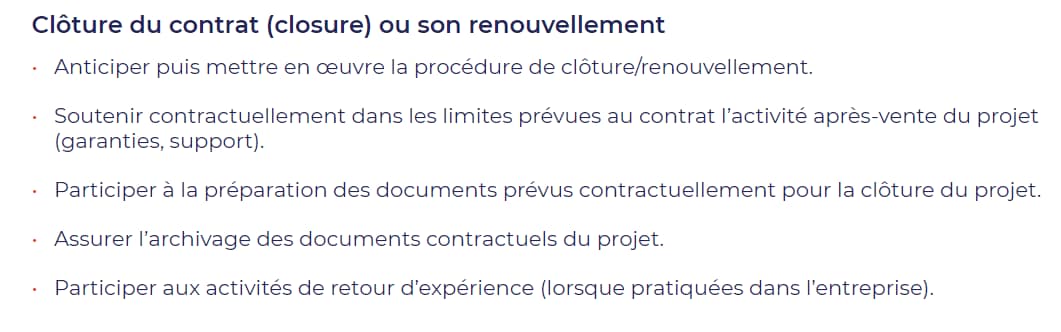 Missions du Contract Manager
