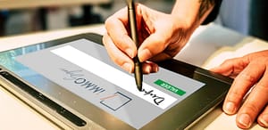 Signature sur tablette électronique