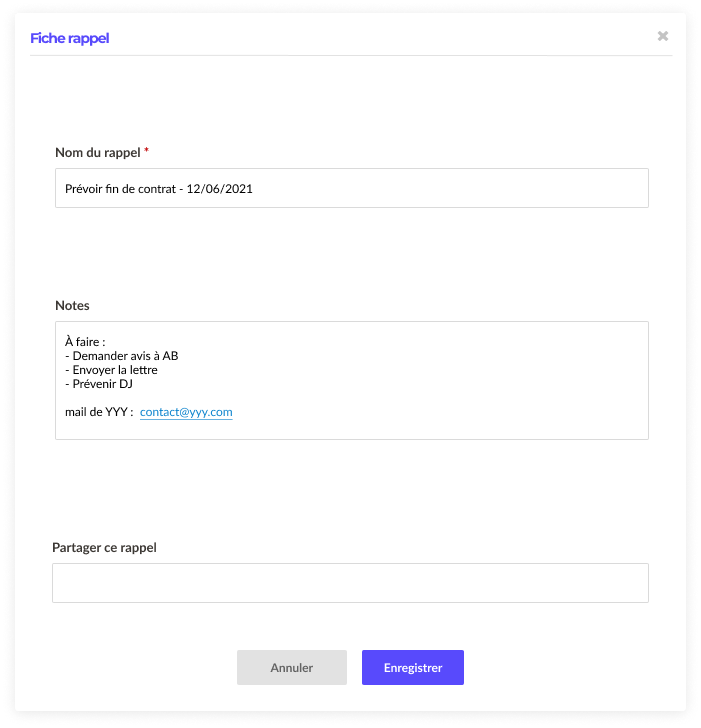 Fiche échéance (contract management software)